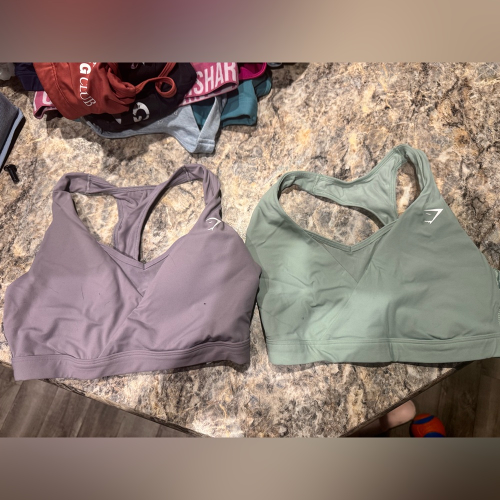 Gymshark Lavender & Sage Green V-Neck Racerback Sports Bras